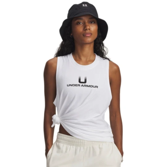 Zdjęcie produktu Damska koszulka z nadrukiem Under Armour UA Varsity U Tank - biała