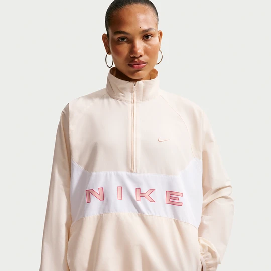 Zdjęcie produktu Damska kurtka o kroju oversize z zamkiem 1/4 Nike - Biel