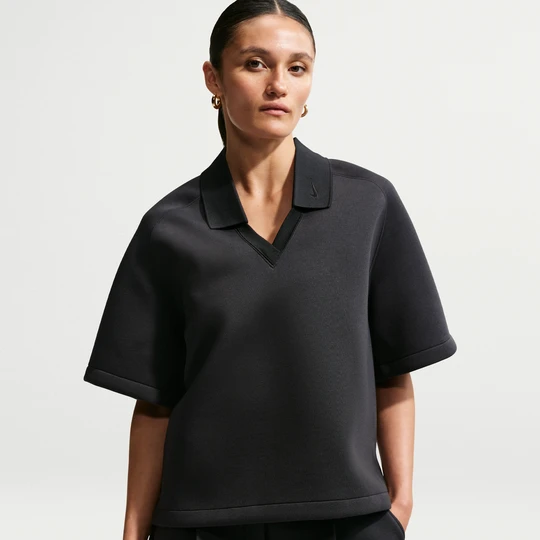 Zdjęcie produktu Damska luźna koszulka polo Nike Pregame Fleece - Czerń