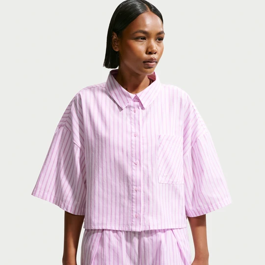 Zdjęcie produktu Damska oversizowa koszulka w paski Nike Chill Poplin - Fiolet