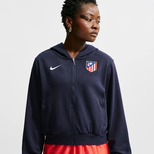Zdjęcie produktu Damska piłkarska bluza z kapturem i zamkiem na całej długości Nike Atlético Madryt Chill Terry - Niebieski