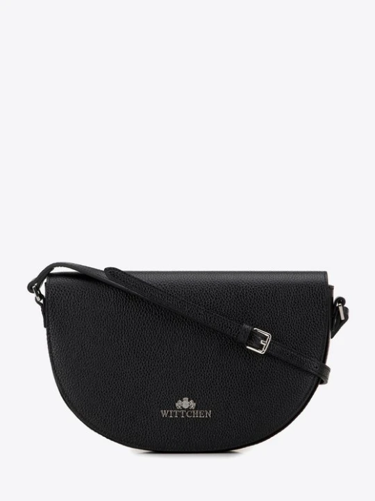 Zdjęcie produktu Damska saddle bag z groszkowanej skóry czarno-srebrna Wittchen