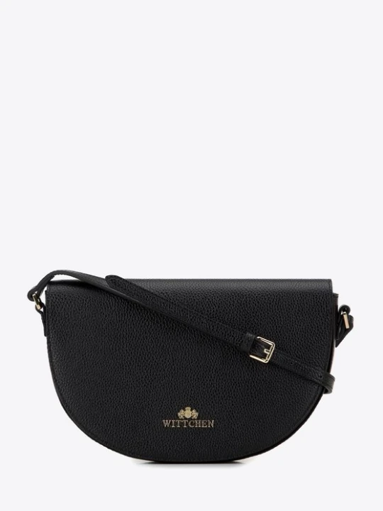 Zdjęcie produktu Damska saddle bag z groszkowanej skóry czarno-złota Wittchen