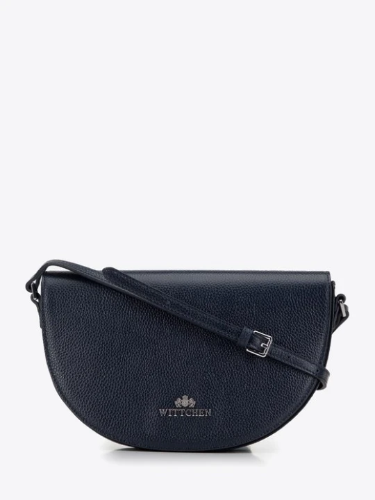 Zdjęcie produktu Damska saddle bag z groszkowanej skóry granatowa Wittchen