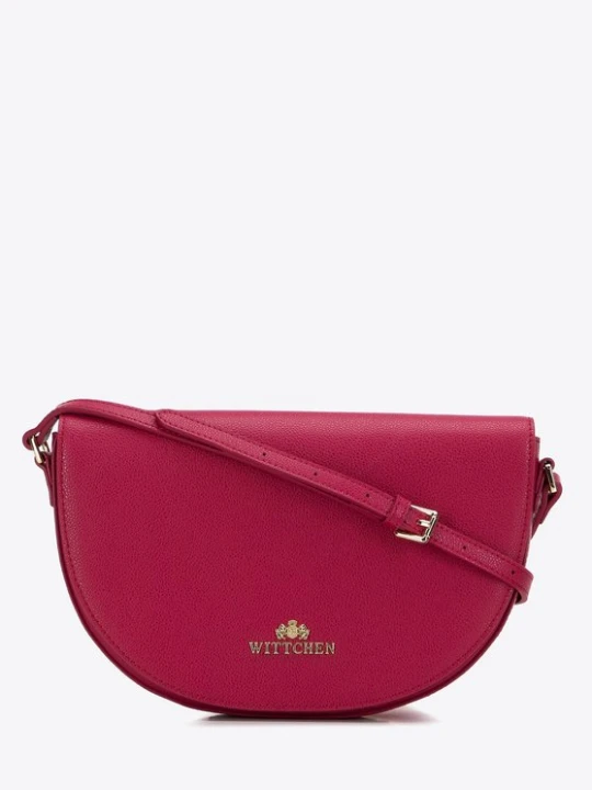 Zdjęcie produktu Damska saddle bag z groszkowanej skóry prosta różowa Wittchen