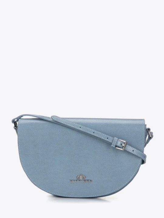 Zdjęcie produktu Damska saddle bag ze skóry o fakturze lizard jasnoniebieska Wittchen jasny niebieski