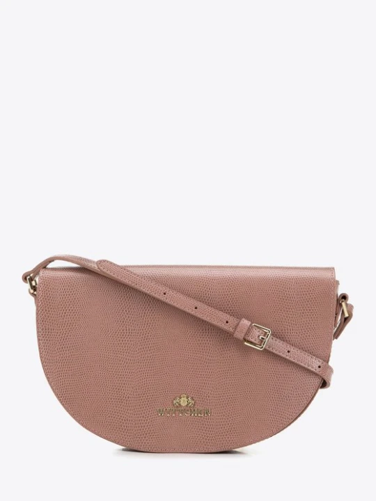 Zdjęcie produktu Damska saddle bag ze skóry o fakturze lizard różowa Wittchen