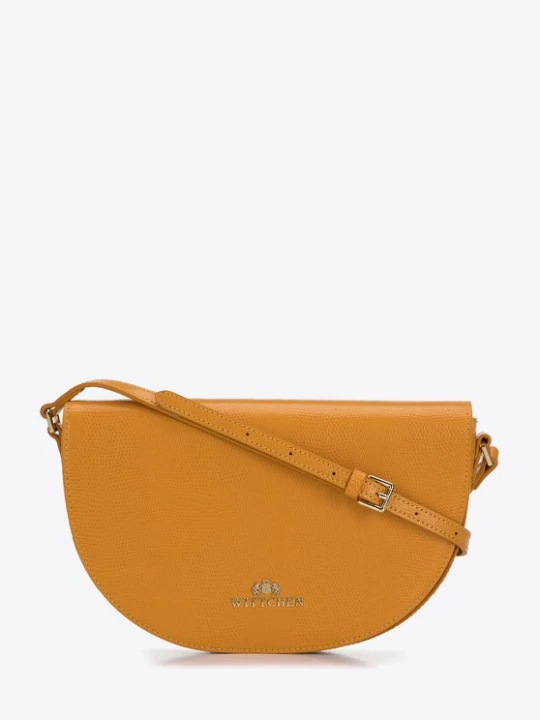 Zdjęcie produktu Damska saddle bag ze skóry o fakturze lizard żółta Wittchen