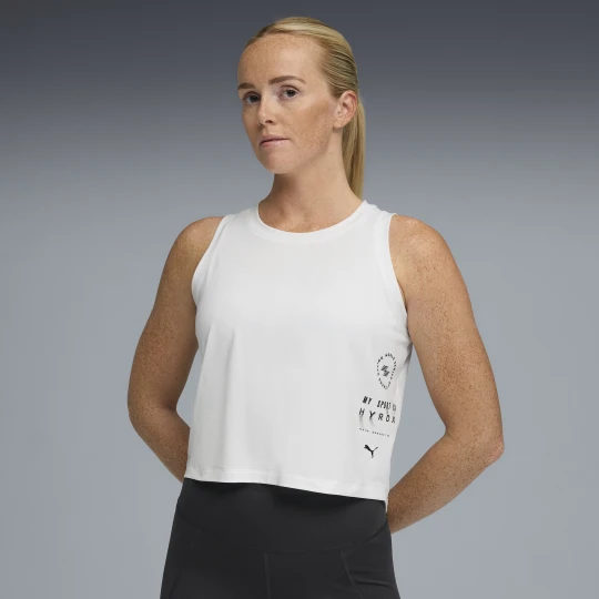 Zdjęcie produktu Damska skrÃ³cona koszulka na ramiÄ…czkach PUMA x HYROX CLOUDSPUN ThermoAdapt, OdzieÅ¼, BiaÅ‚y biały