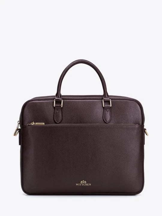 Zdjęcie produktu Damska torba na laptopa 15, 6" i dokumenty ze skóry naturalnej ciemny brąz Wittchen