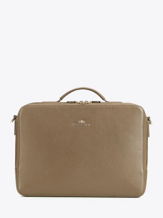 Zdjęcie produktu Damska torba na laptopa 15" dwukomorowa beżowo - szara Wittchen