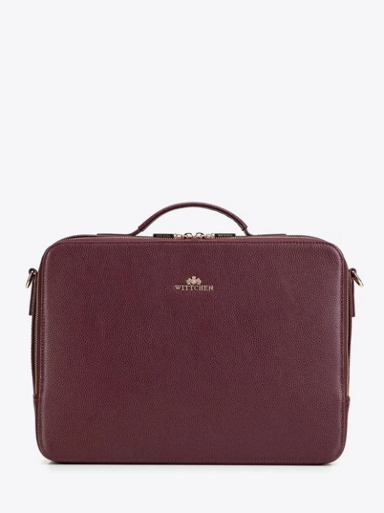Zdjęcie produktu Damska torba na laptopa 15" dwukomorowa bordowa Wittchen