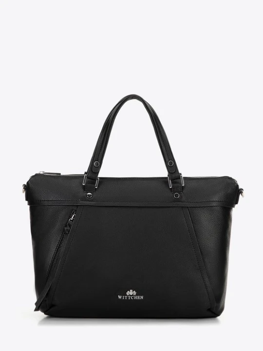 Zdjęcie produktu Damska torba na laptopa 15" ze skóry z chwostem czarna Wittchen