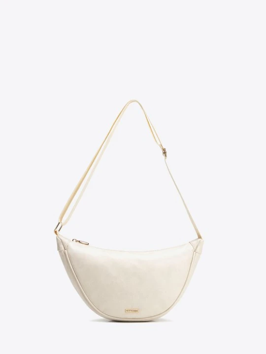 Zdjęcie produktu Damska torebka crossbody na szerokim pasku kremowa Wittchen kremowy