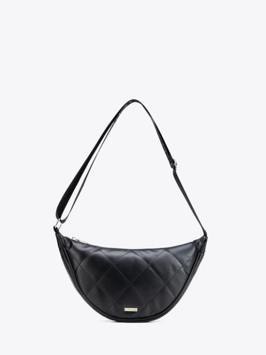 Zdjęcie produktu Damska torebka crossbody w geometryczne przeszycia czarno - złota Wittchen