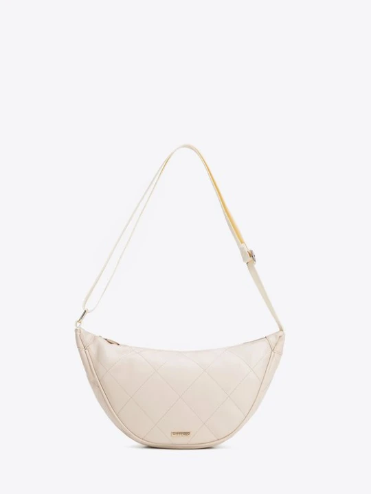 Zdjęcie produktu Damska torebka crossbody w geometryczne przeszycia kremowo - złota Wittchen