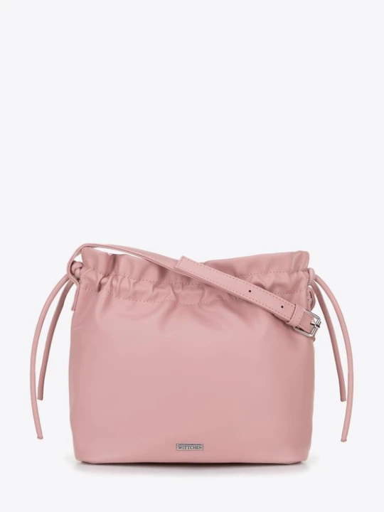 Zdjęcie produktu Damska torebka crossbody z dekoracyjnymi wiązaniami różowa Wittchen