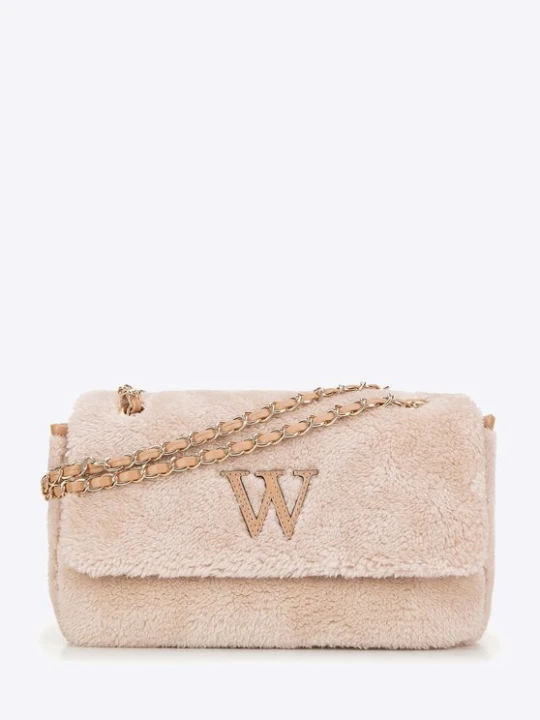 Zdjęcie produktu Damska torebka crossbody z futerkiem kremowa Wittchen kremowy