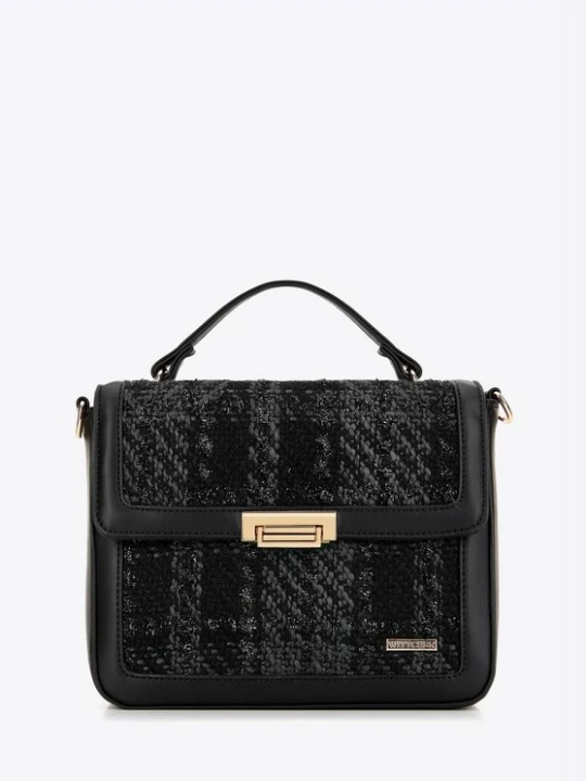 Zdjęcie produktu Damska torebka crossbody z tkaniny bouclé czarna Wittchen