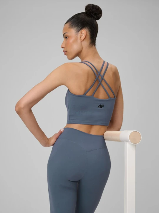 Zdjęcie produktu Damski crop-top do jogi 4F 4FWSS26TFSLF0745 - denim
