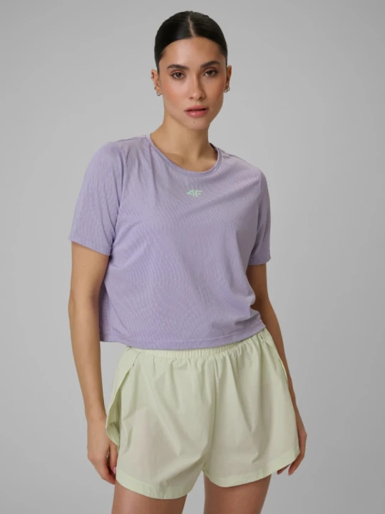 Zdjęcie produktu Damski crop top treningowy 4F 4FWSS26TFTSF1806 - fioletowy