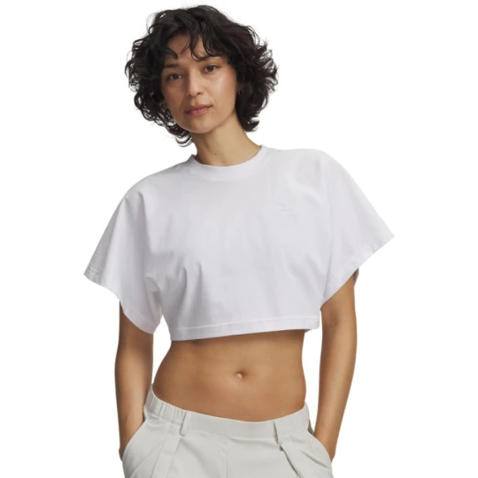 Zdjęcie produktu Damski crop top Under Armour Cropped Script SS Tee - biały