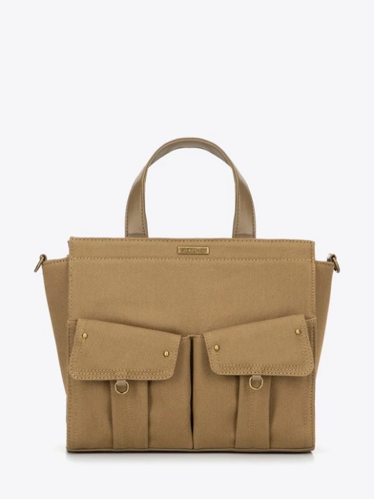 Zdjęcie produktu Damski kuferek z domieszką bawełny khaki Wittchen