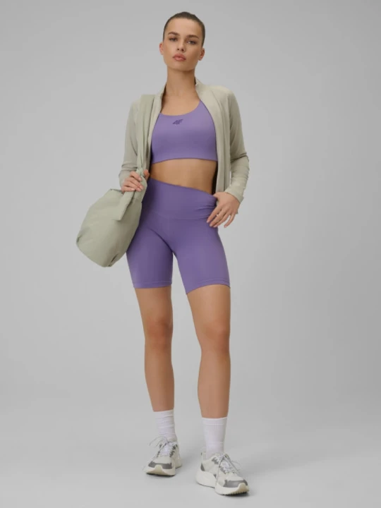 Zdjęcie produktu Damski legginsy kolarki treningowe 4F 4FWSS26TFSTF085 - fioletowe