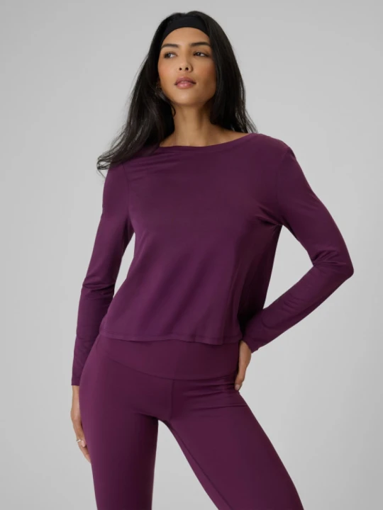 Zdjęcie produktu Damski longsleeve bez nadruku 4F 4FRSS26TLONF673 - fioletowy