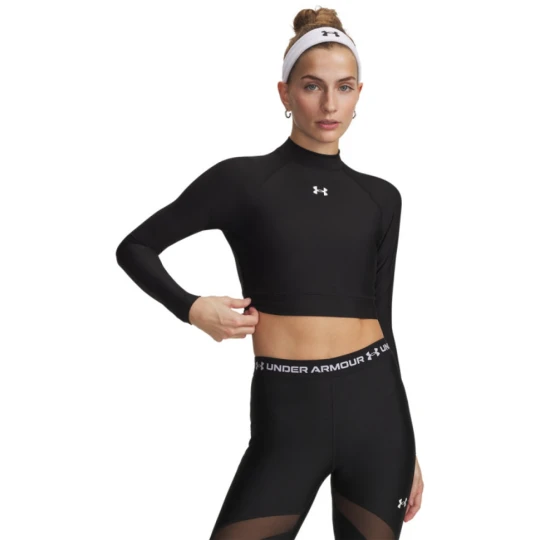 Zdjęcie produktu Damski longsleeve treningowy Under Armour HeatGear Crop Mock LS - czarny