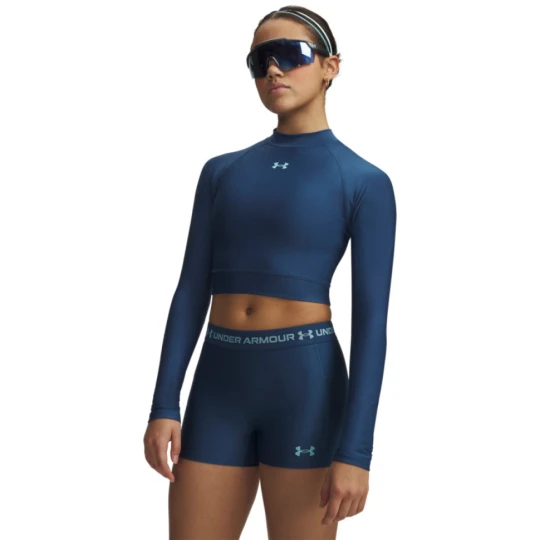 Zdjęcie produktu Damski longsleeve treningowy Under Armour HeatGear Crop Mock LS - granatowy
