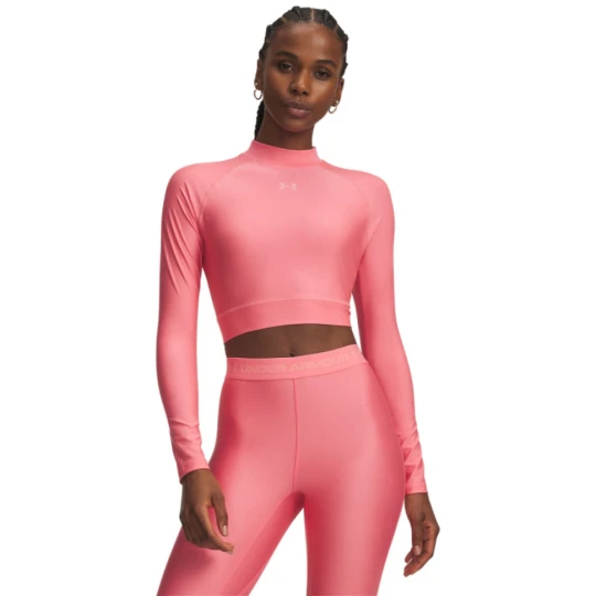 Zdjęcie produktu Damski longsleeve treningowy Under Armour HeatGear Crop Mock LS - różowy