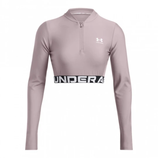 Zdjęcie produktu Damski longsleeve treningowy Under Armour Heatgear Rib 1 / 4 Zip Ls - beżowy