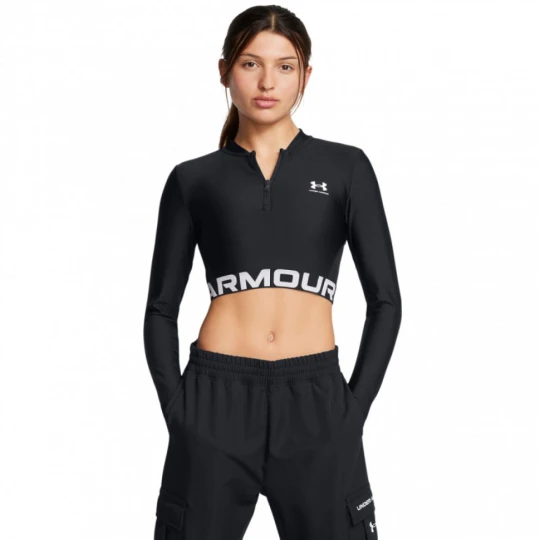 Zdjęcie produktu Damski longsleeve treningowy Under Armour Heatgear Rib 1/4 Zip Ls - czarny