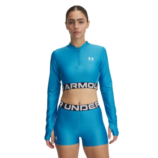 Zdjęcie produktu Damski longsleeve treningowy Under Armour Heatgear Rib 1 / 4 Zip Ls - niebieski