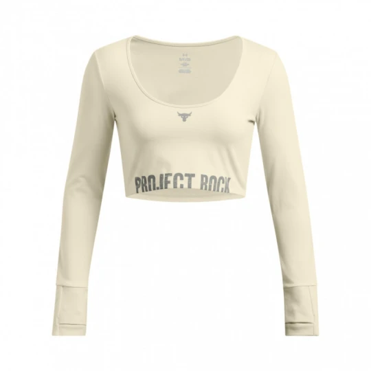 Zdjęcie produktu Damski longsleeve treningowy Under Armour Project Rock W Lg Ls Workout Top - beżowy