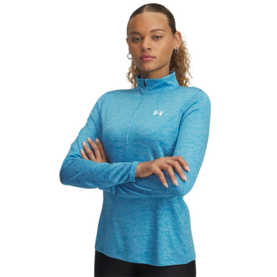 Zdjęcie produktu Damski longsleeve treningowy Under Armour Tech 1 / 2 Zip- Twist - niebieski