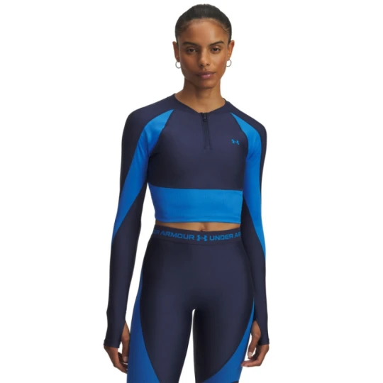 Zdjęcie produktu Damski longsleeve treningowy Under Armour UA HG Rib 1 / 4 Zip - niebieski