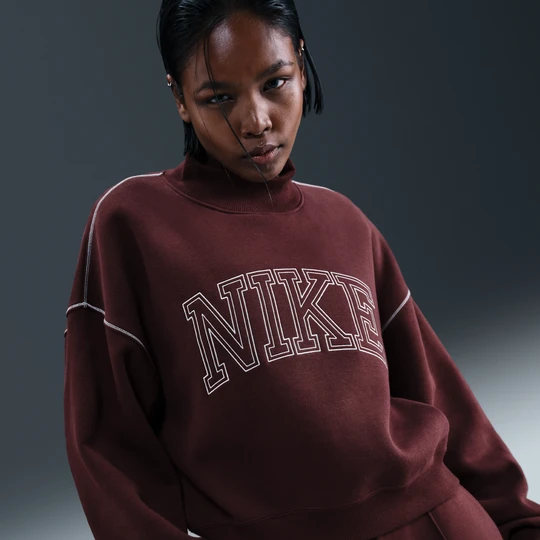 Zdjęcie produktu Damski półgolf Nike Phoenix Fleece - Czerwony