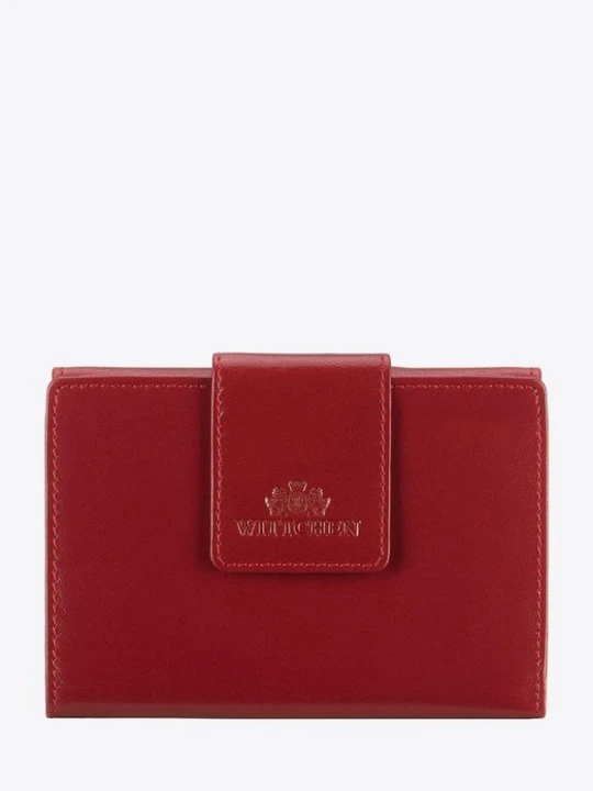 Zdjęcie produktu Damski portfel ze skóry z elegancką napą wiśniowy Wittchen