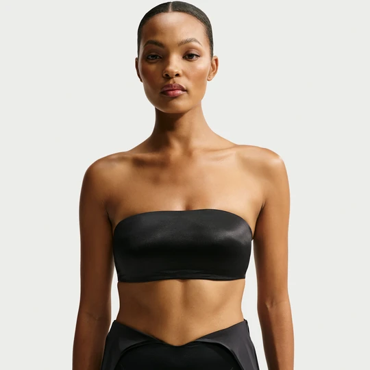 Zdjęcie produktu Damski stanik dwufunkcyjny w stylu bandeau NikeSKIMS Satin Shine - Czerń