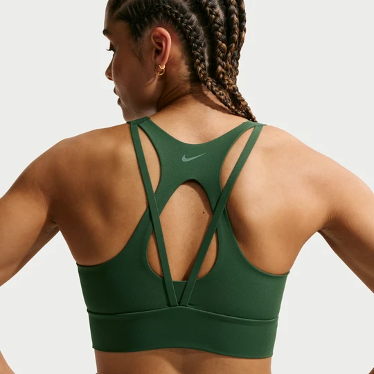 Zdjęcie produktu Damski stanik sportowy o wydłużonym kroju z wkładkami zapewniający lekkie wsparcie Nike Zenvy - Zieleń