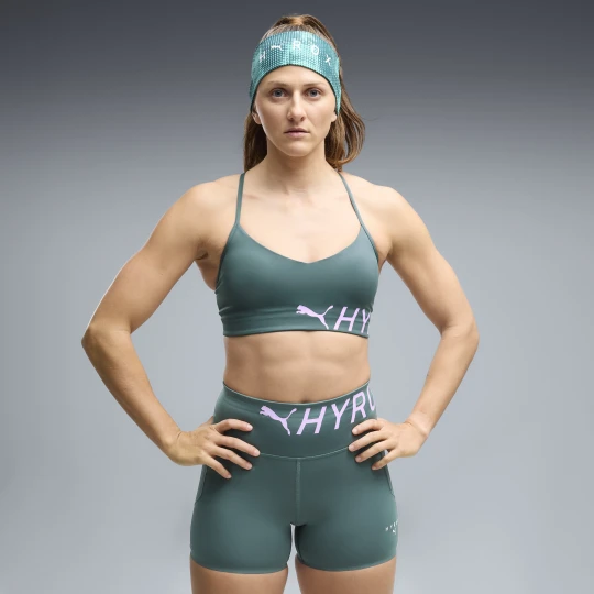 Zdjęcie produktu Damski stanik sportowy PUMA x HYROX Strappy PWRMODE, OdzieÅ¼, Zielony