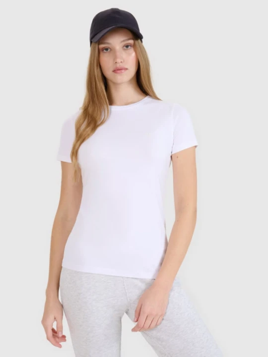 Zdjęcie produktu Damski t-shirt bez nadruku (2-pack) 4F 4FRMM00TTSHF2709 - biały