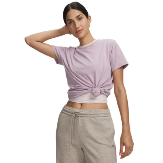 Zdjęcie produktu Damski t-shirt bez nadruku Under Armour Rival Cotton Wash SS - fioletowy