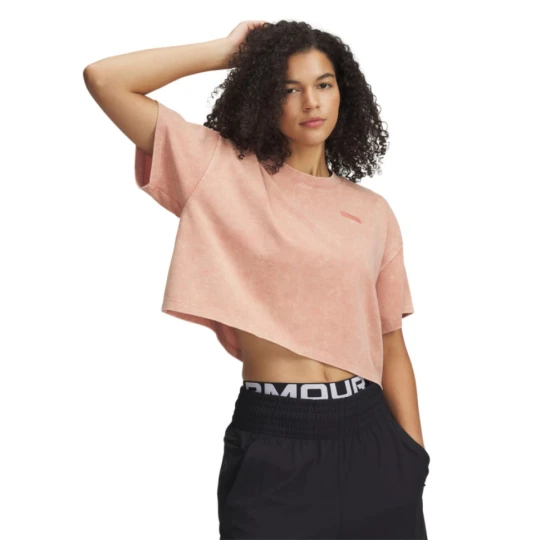 Zdjęcie produktu Damski t-shirt crop top Under Armour UA Heavyweight Wash SS - pomarańczowy