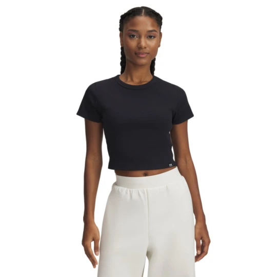 Zdjęcie produktu Damski t-shirt crop top Under Armour UA Rival Rib Baby Tee - czarny