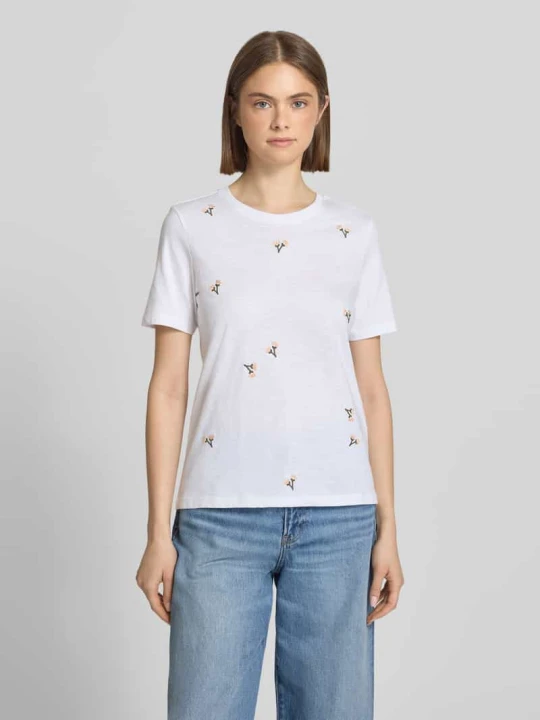 Zdjęcie produktu damski t-shirt krój regular fit z czystej bawełny ekologicznej model 'KETTY' Only Biały