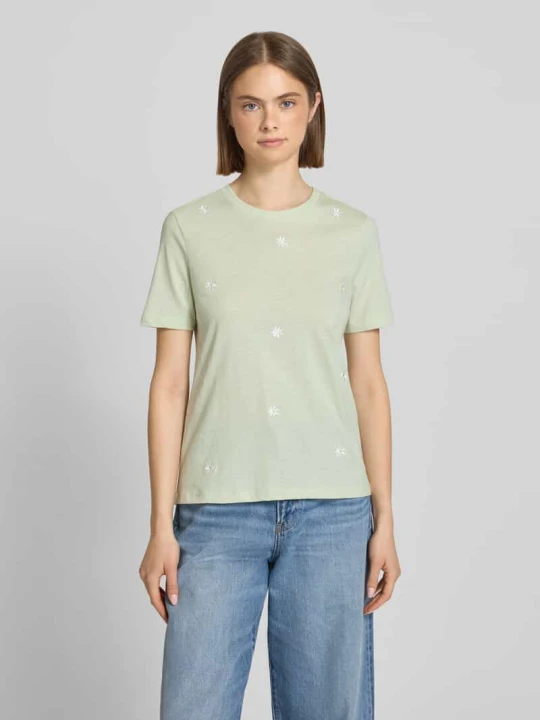 Zdjęcie produktu damski t-shirt krój regular fit z czystej bawełny ekologicznej model 'KETTY' Only Trzcinowy