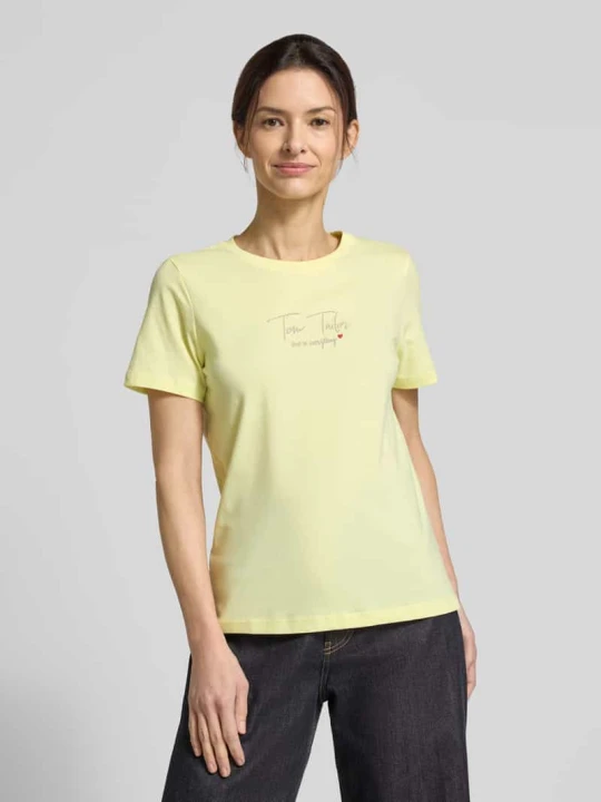 Zdjęcie produktu Damski t-shirt, krój regular fit z mieszanka bawełny ekologicznej Tom Tailor Jasnożółty